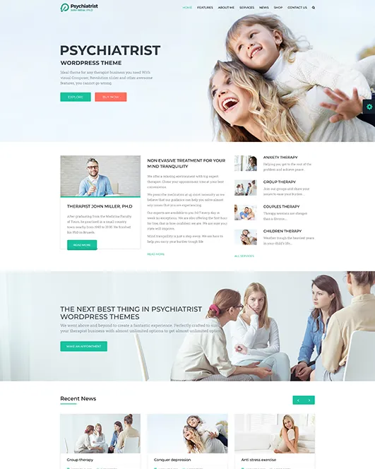 Therapist Clinic homepage preview